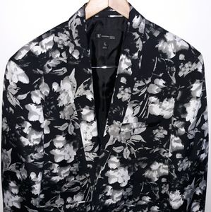 INC black floral suit